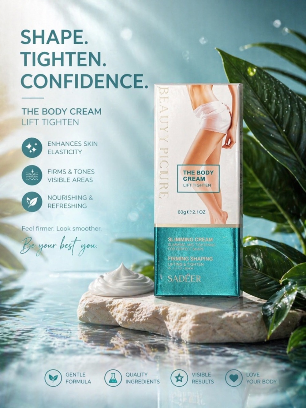The Body Cream Lift Tighten - Teal/White Firming & Shaping Cream